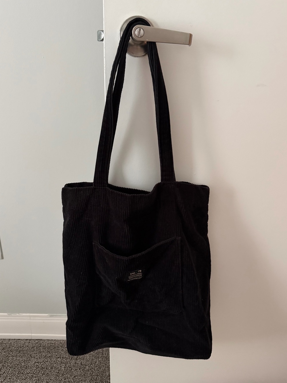 Urban Outfitters Black Corduroy Front-Pocket Tote